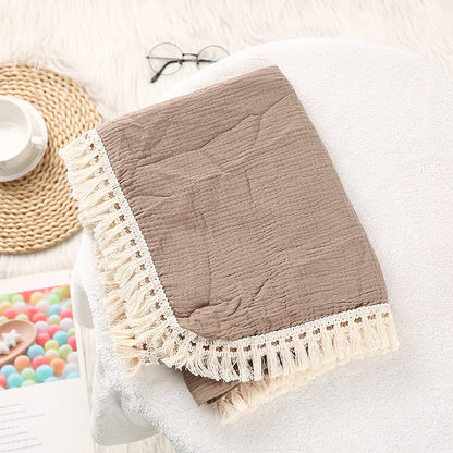 Baumwolle Musselin Swaddle Decken für Neugeborene Baby Quaste Empfang Decke Neue Geboren Swaddle Wrap Infant Schlafen Quilt Bett Abdeckung