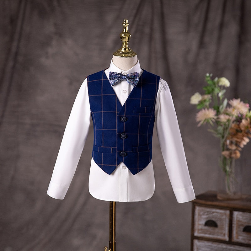 Flower Boys Wedding Suit Kids Birhtday Photo Dress Children Fromal Blazer Set