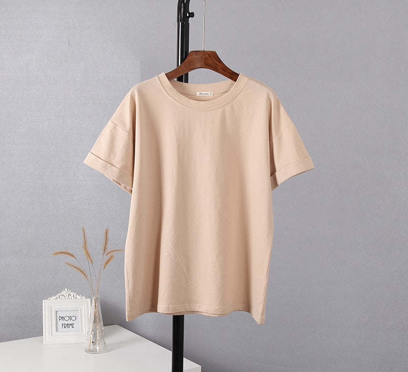 Summer Cotton Sets Women Casual Two Pieces Short Sleeve T Shirts