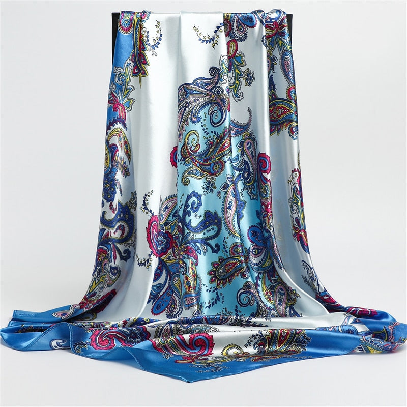 Neckerchief Shawl Wraps Print Silk Satin Scarf