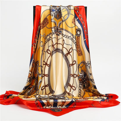 Neckerchief Shawl Wraps Print Silk Satin Scarf