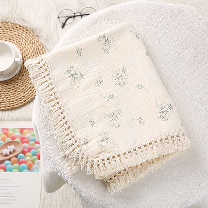 Cotton Muslin Swaddle Blankets for Newborn Baby Tassel Receiving Blanket New Born Swaddle Wrap Infant Sleeping Quilt Bed Cover