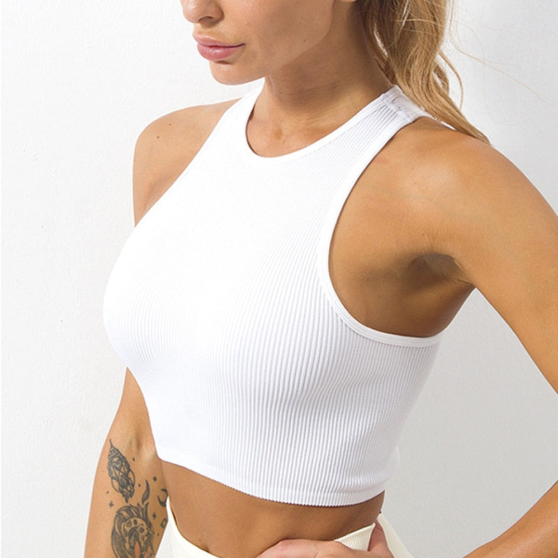 Crop Top Women Solid Basic T-shirts Vest Seamless Streetwear