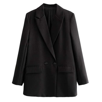 Frauen Chic Büro Dame Zweireiher Blazer Vintage Mantel Mode Kerb Kragen Langarm