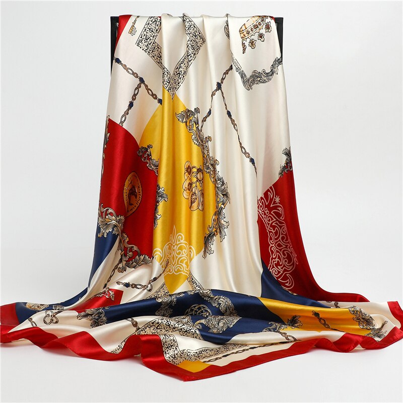 Neckerchief Shawl Wraps Print Silk Satin Scarf