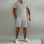 Summer short sleeve thin Polos shirt Sport Shorts 2 piece new men's tracksuit suit men solid set casual jogging sportswear