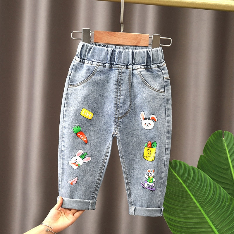 Mädchen Cartoon Jeans Hosen Kinder Jeans hose Freizeit kleidung für Kleinkind Baby Mädchen 2-6 Jahre Frühling Sommer trend ige Kinder kleidung