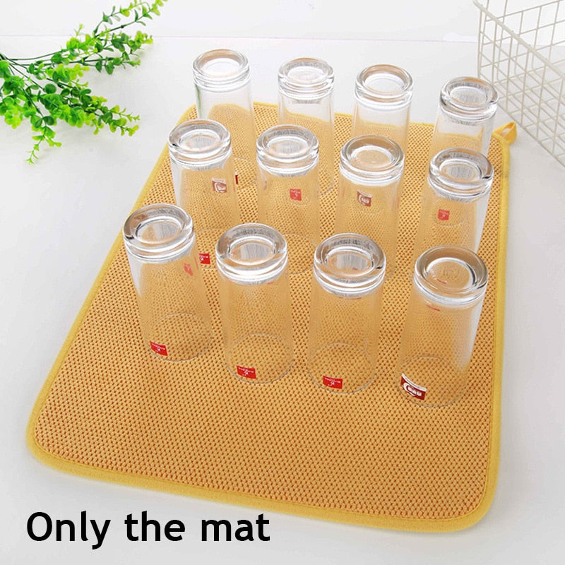 30x40cm Dish Drying Mat In The Cupboard Drying Mats Microfiber Absorbent Table Placemat Non-Slip Heat Resistant Drain Drying Pad