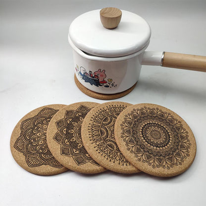 6Pcs/1Set Nordic Mandala Design Runde Holz Untersetzer Tisch Tischset Kaffee Tasse Matte Schreibtisch Nicht-slip wärmedämmung Tee Pad