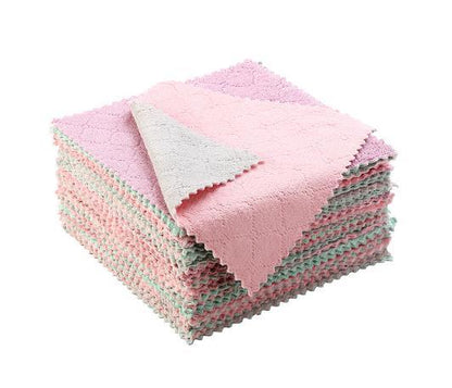 10PCS Microfiber Towel Absorbent Kitchen Cleaning Cloth Non-stick Oil Dish Towel Rags Napkins Tableware Household Cleaning Towel