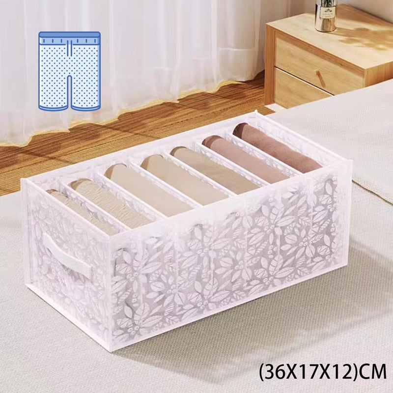 Jeans Compartment Storage Box Closet Clothes Drawer Mesh Separation Box Stacking Pants Drawer Divider Can Washed Home Organizer