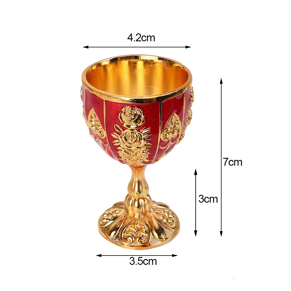 30/40ML Aluminum Alloy Glasses Retro Tableware Goblet Vintage European Style Spirit Champagne Glasses Bar Home Decor