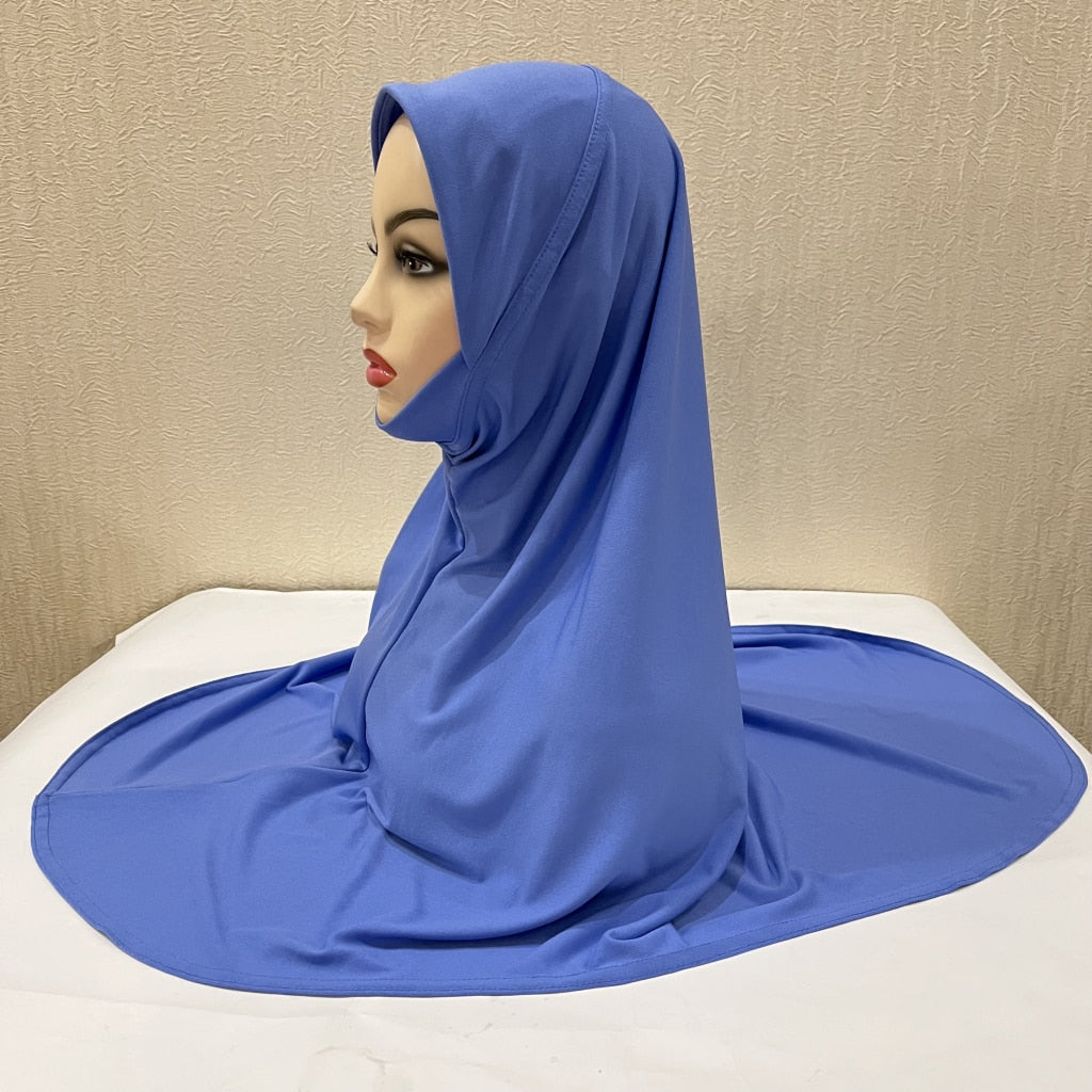 H124 plain big size muslim hijab with chin part top quality Hijab