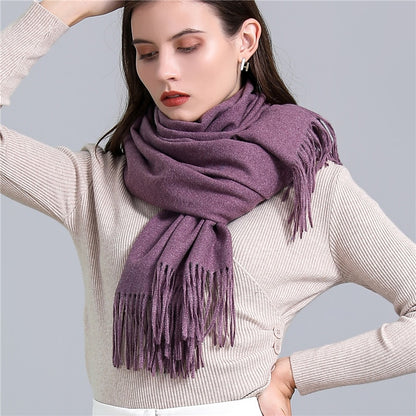 Winter Cashmere Scarf Women Thick Warm Pashmina Scarves