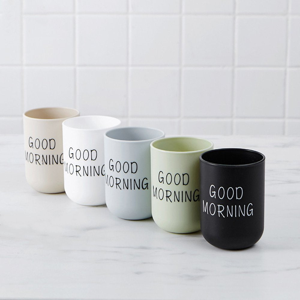 Good Morning Mouthwash Cup Bathroom Mug Toothbrush Toothpaste Holder Cup Travel Wash Cup Water Mug Bathroom Accessories