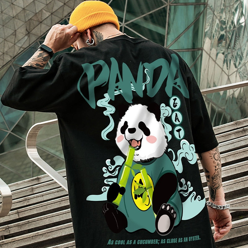 Kawaii Vintage Anime panda Print T Shirt Lustige Männer Sommer