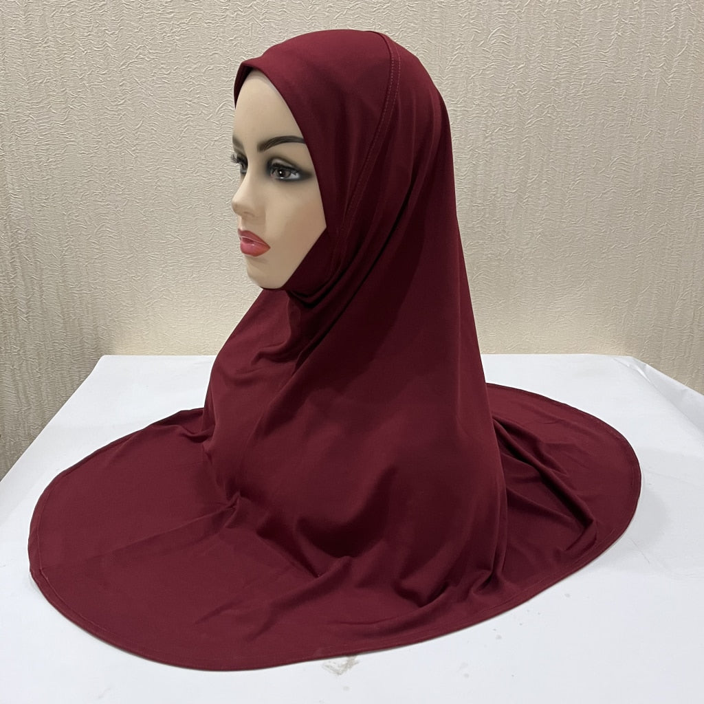 H124 plain big size muslim hijab with chin part top quality Hijab