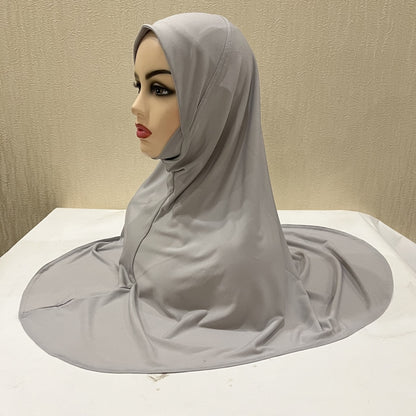 H124 plain big size muslim hijab with chin part top quality Hijab