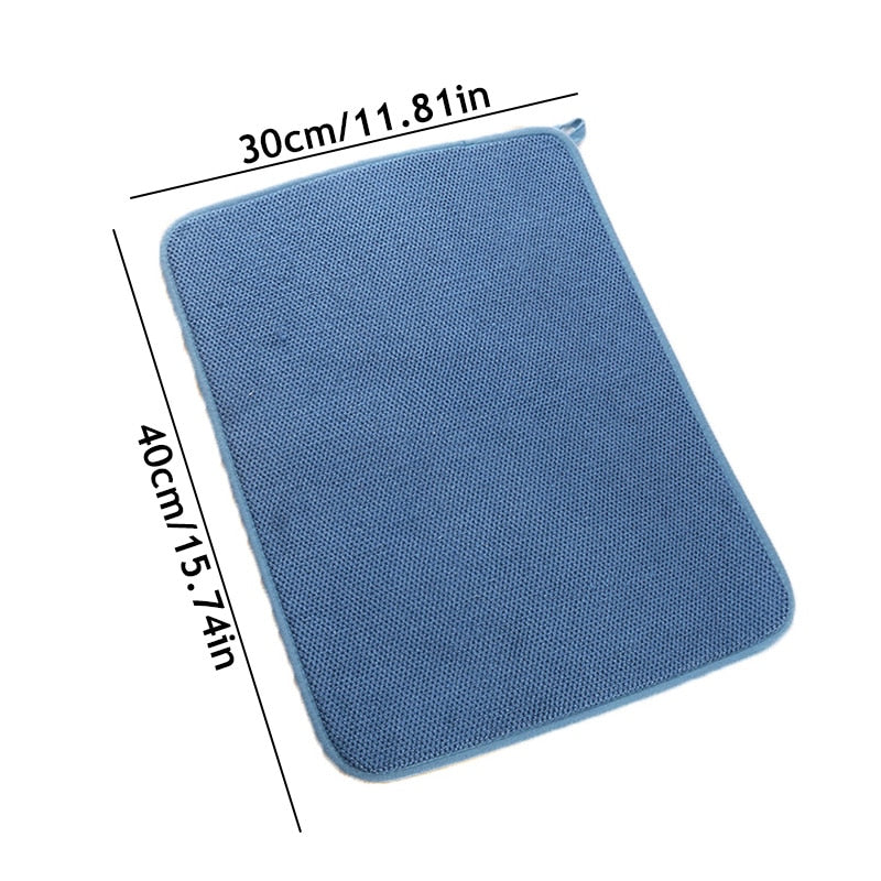 30x40cm Dish Drying Mat In The Cupboard Drying Mats Microfiber Absorbent Table Placemat Non-Slip Heat Resistant Drain Drying Pad