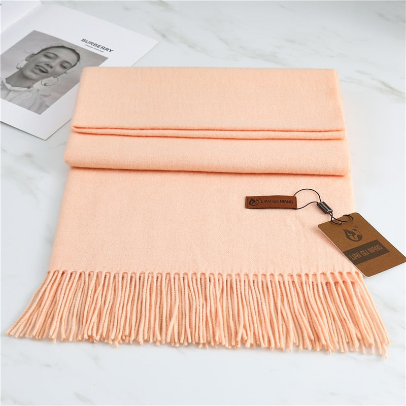 Winter Cashmere Scarf Women Thick Warm Pashmina Scarves