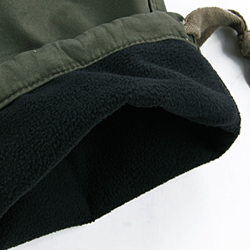 Men Winter Pants Thick Warm Cargo Pant Casual Fleece Pocket Fur