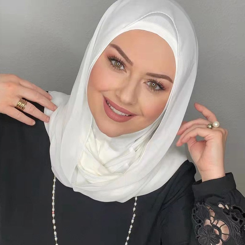 Islamische weiße Chiffon Hijab Abaya Hijabs für Frau Abayas Jersey Schal