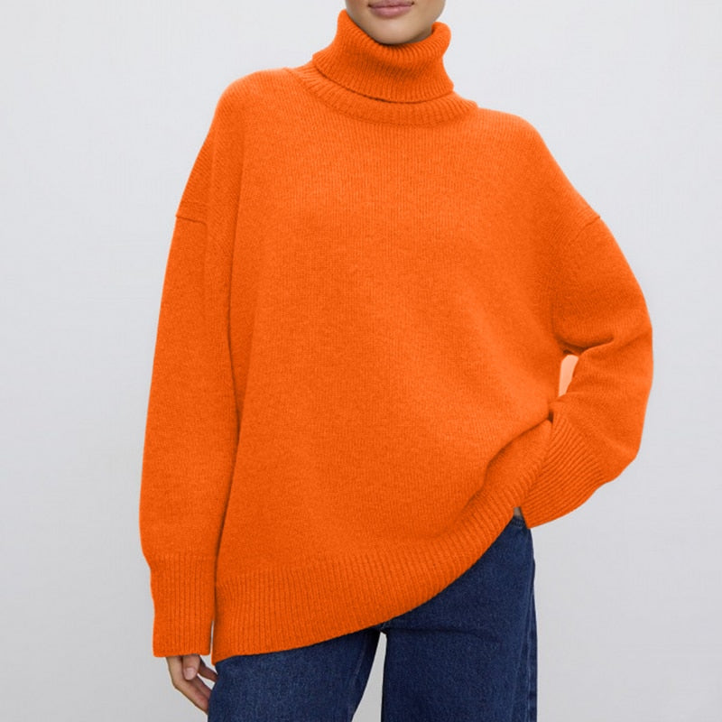 Cashmere Elegant Turtle Neck Women Sweater Soft Knitted Basic