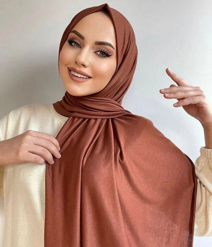 Ramadan Jersey Hijab Scarf For Muslim Women Shawl Stretchy Simple Hijabs