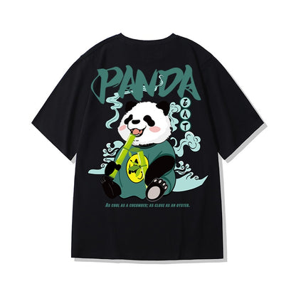 Kawaii Vintage Anime panda Print T Shirt Funny Men Summer