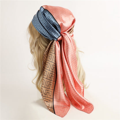 Neckerchief Shawl Wraps Print Silk Satin Scarf