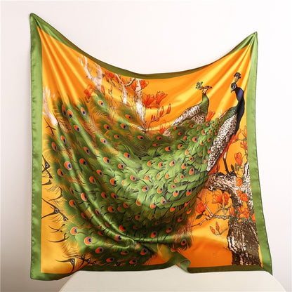 Neckerchief Shawl Wraps Print Silk Satin Scarf