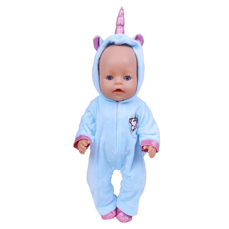 18 zoll Puppe Kleidung Einhorn Bademantel Anzug 43 Cm Puppe Kleidung Geboren Baby Fit Amerikanische Mädchen Puppe Zubehör Puppen für mädchen Geschenk