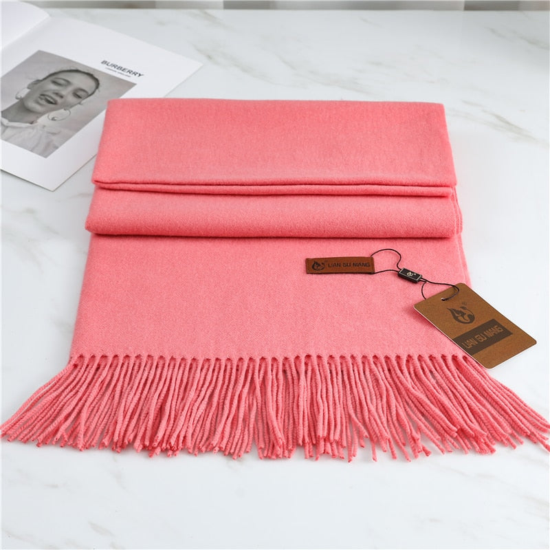 Winter Cashmere Scarf Women Thick Warm Pashmina Scarves