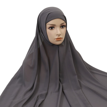 Muslim Women Chiffon Hijab With Cap Bonnet instant