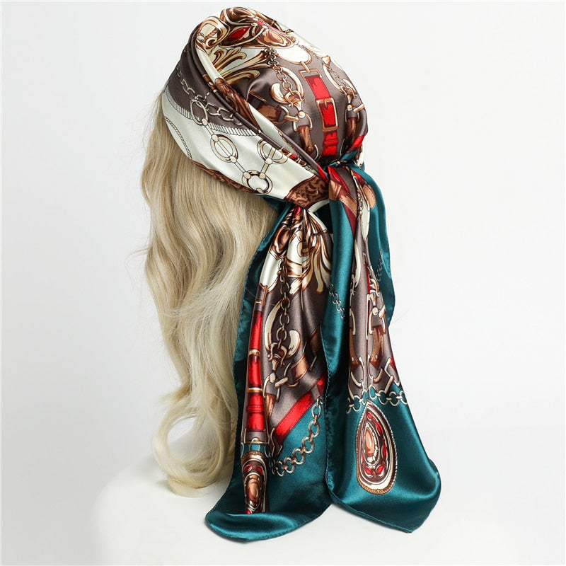 Neckerchief Shawl Wraps Print Silk Satin Scarf