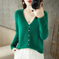 Cardigans Women Autumn Single Breasted Knitted Sweater with V-Neck