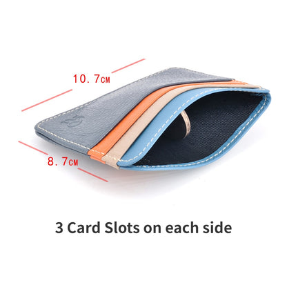 Retro First Layer Genuine Leather Card Bag with 7 Card Slot Super Thin 100% Real Leather Bank Card Holder Coin Purse Type Wallet