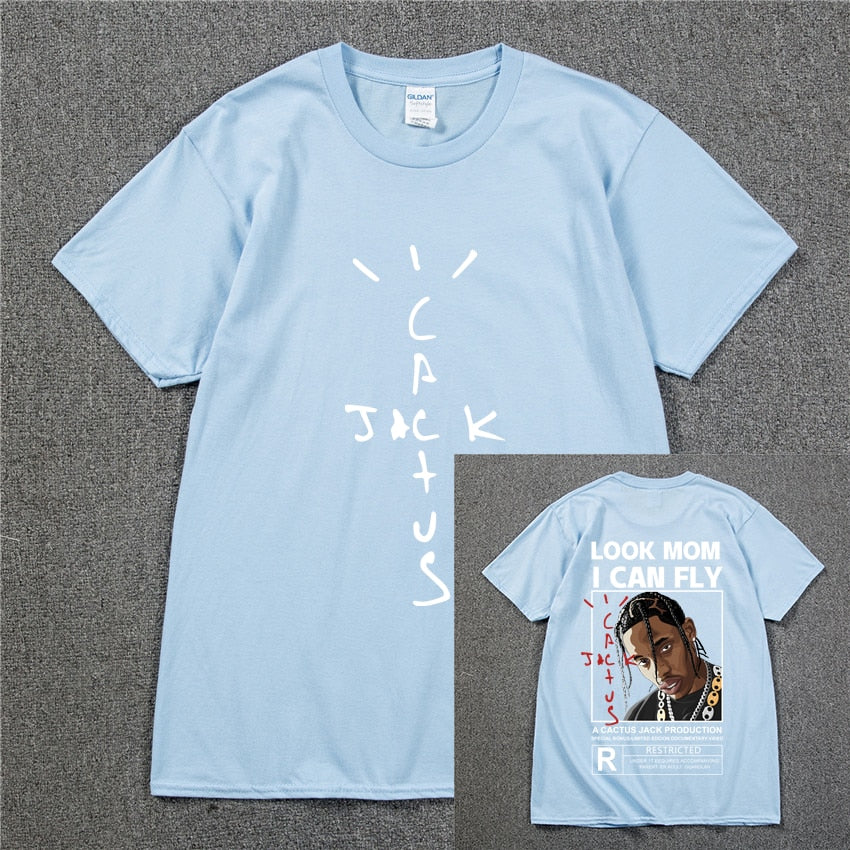 Fashion Hip Hop Men T-shirt Tour Short Sleeve CACTUS JACK Print Kanye West Basic Couple Loose Short Sleeve T-Shirt
