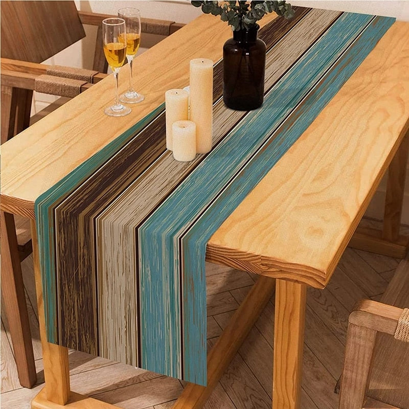 Bauernhaus Holz Textur Tisch läufer Tischs ets Kombination Set Hochzeits feier Event Esstisch Dekoration Hotel Home Tischdecke