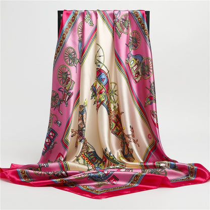 Neckerchief Shawl Wraps Print Silk Satin Scarf