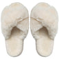 Winter New Women Slipper Soft Rabbit Fur Cross Upper 3cm Heel Platform Fur Warm Indoor Ladies Open Toe Fluffy Home Slippers