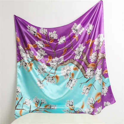 Neckerchief Shawl Wraps Print Silk Satin Scarf