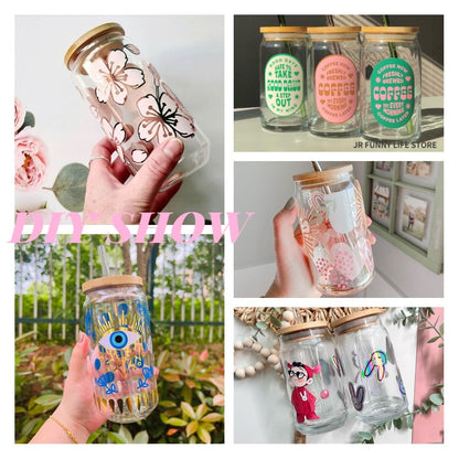 550ml/400ml Glass Cup With Lid and Straw Transparent Bubble Tea Cup Juice Glass Beer Can Milk Mocha Cups Breakfast Mug Drink