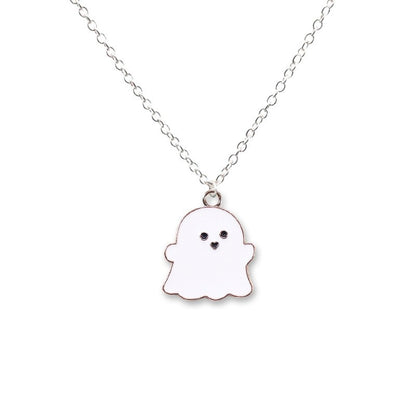 Cute Black And White Ghost Pendant Necklaces For Women Men Best Friend Lovely Ghost Pendant Couple Necklace Fashion Jewelry