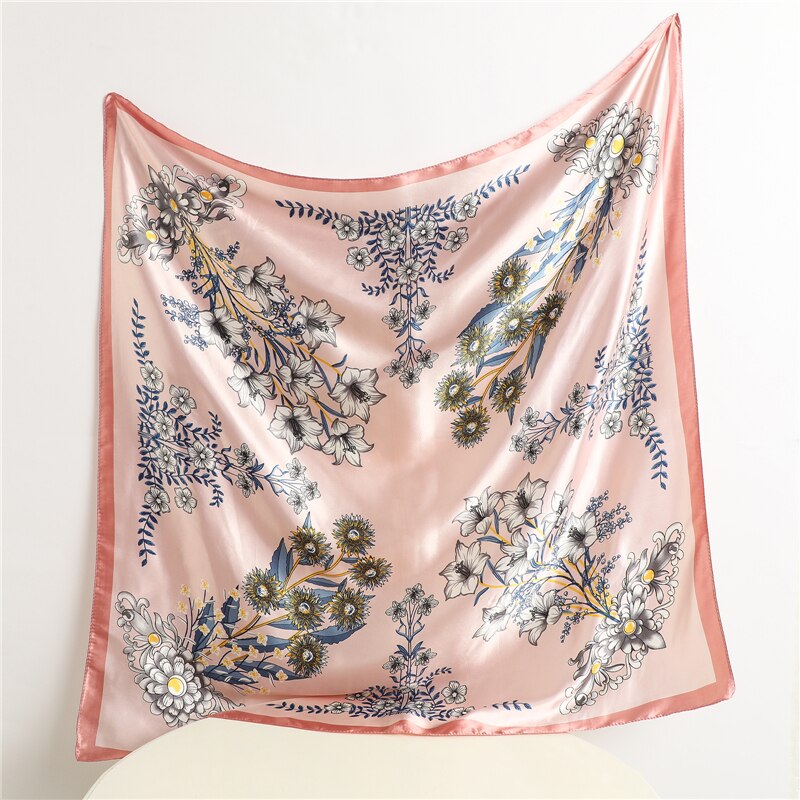 Neckerchief Shawl Wraps Print Silk Satin Scarf