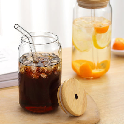 550ml/400ml Glass Cup With Lid and Straw Transparent Bubble Tea Cup Juice Glass Beer Can Milk Mocha Cups Breakfast Mug Drink