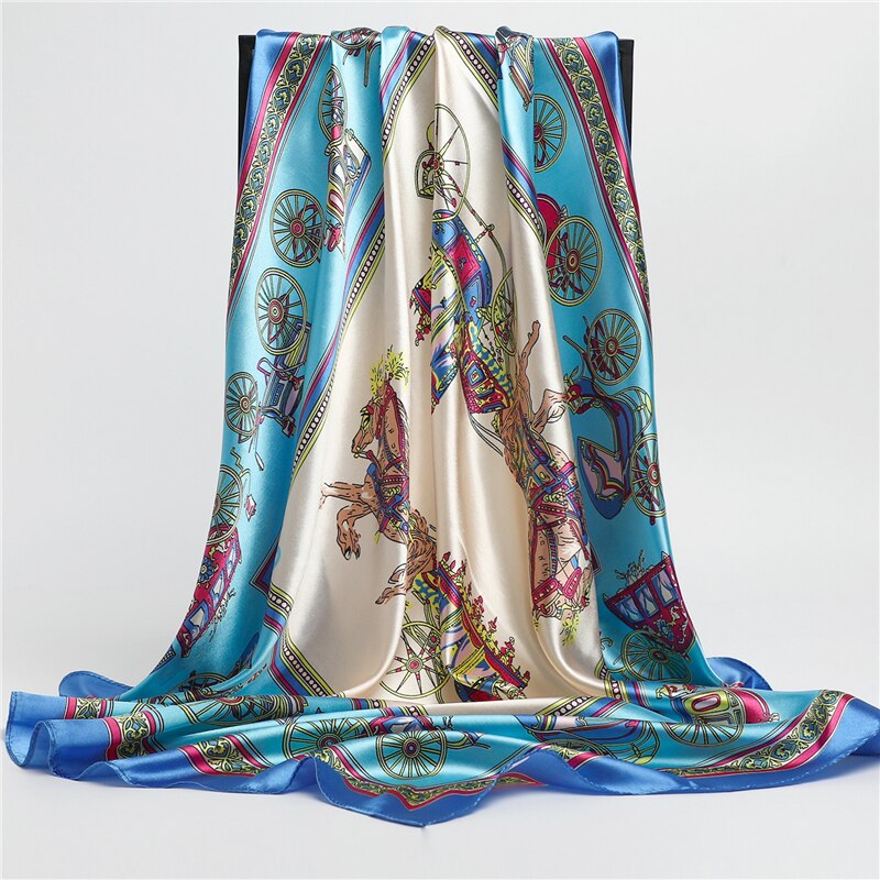 Neckerchief Shawl Wraps Print Silk Satin Scarf