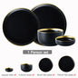 Black Dinnerware Set Ceramic Plates Dishes Plates and Bowls Set Food Plate Salad Soup Bowl Tableware Set for Restaurant