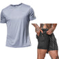 Männer Lauf Sets Sommer Sportswear Gym Fitness Anzüge Quick Dry T-Shirts + Kurze Sport Kleidung Workout Training Sport Trainingsanzug