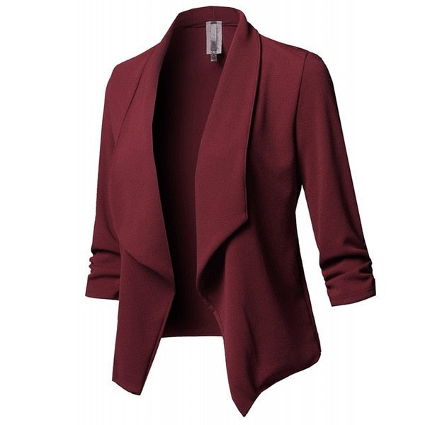 Schwarz Blazer Strickjacke Mantel 2023 Lange Hülse Frauen Blazer und Jacken Geraffte Asymmetrische